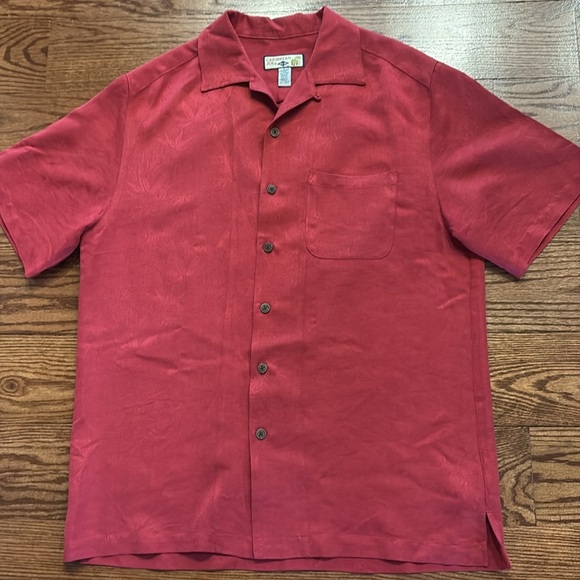 Caribbean Joe button down rayon shirt textured collared red front pocket size S - Picture 16 of 16